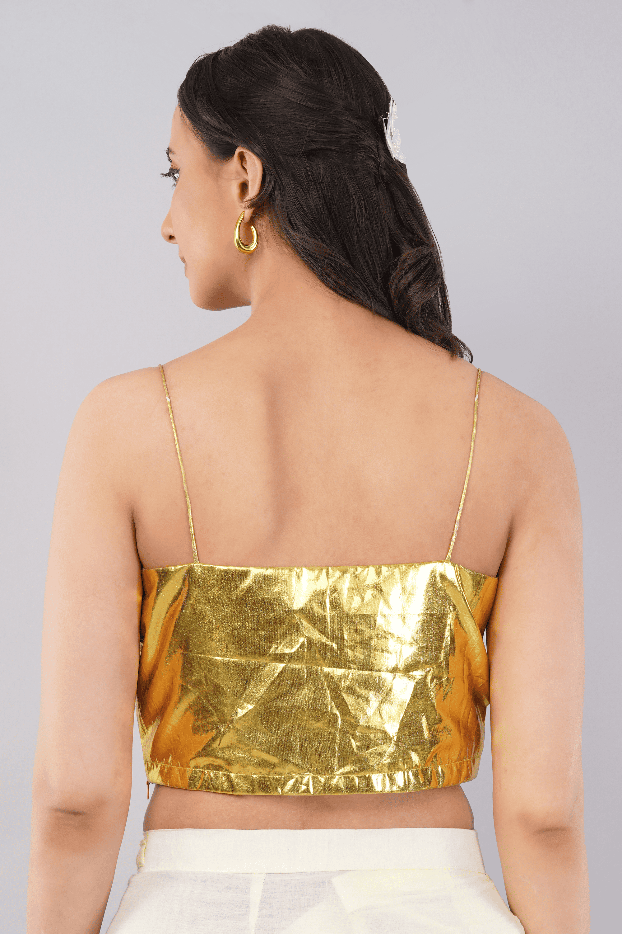 Gold Foil Spaghetti Strap Blouse