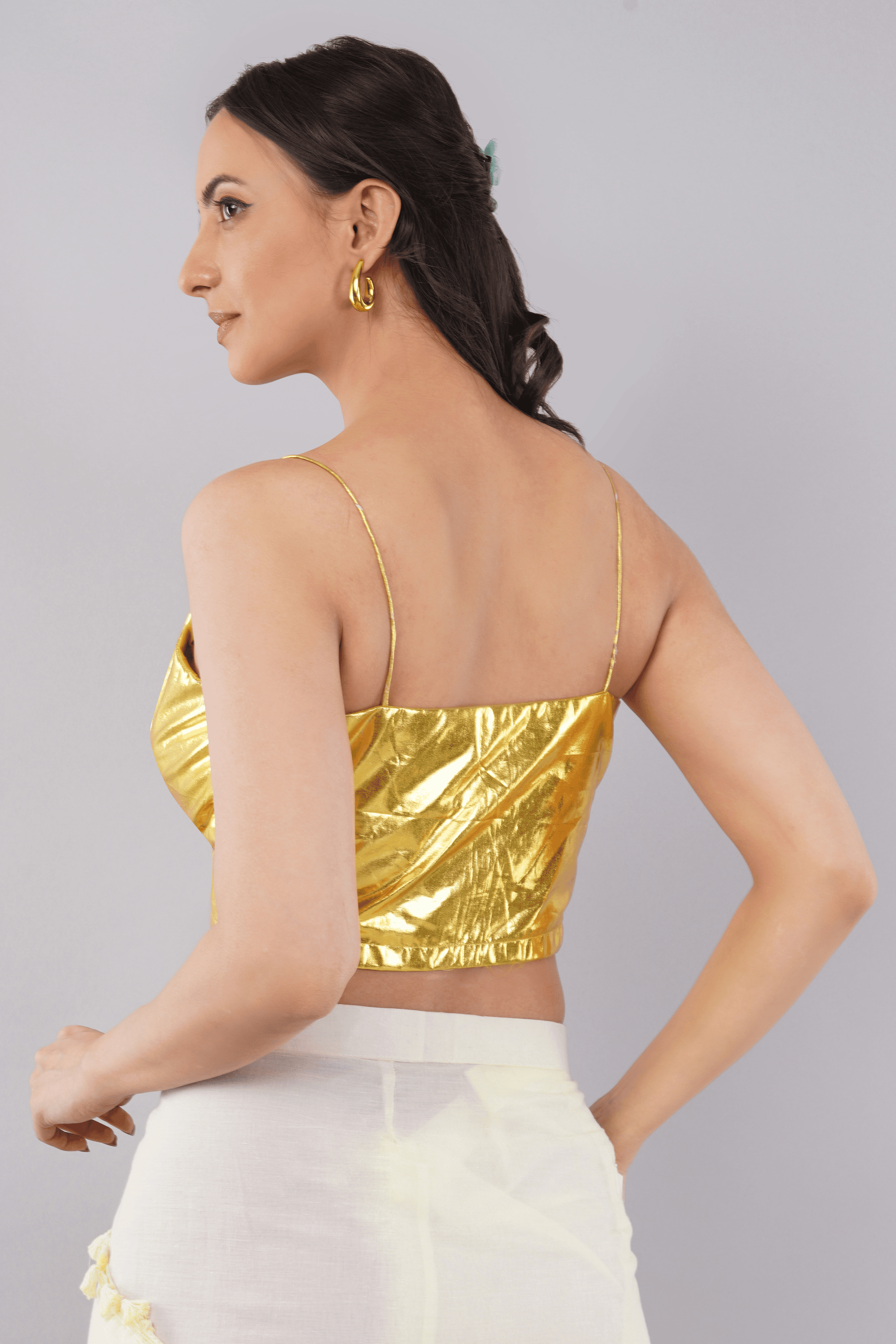 Gold Foil Spaghetti Strap Blouse